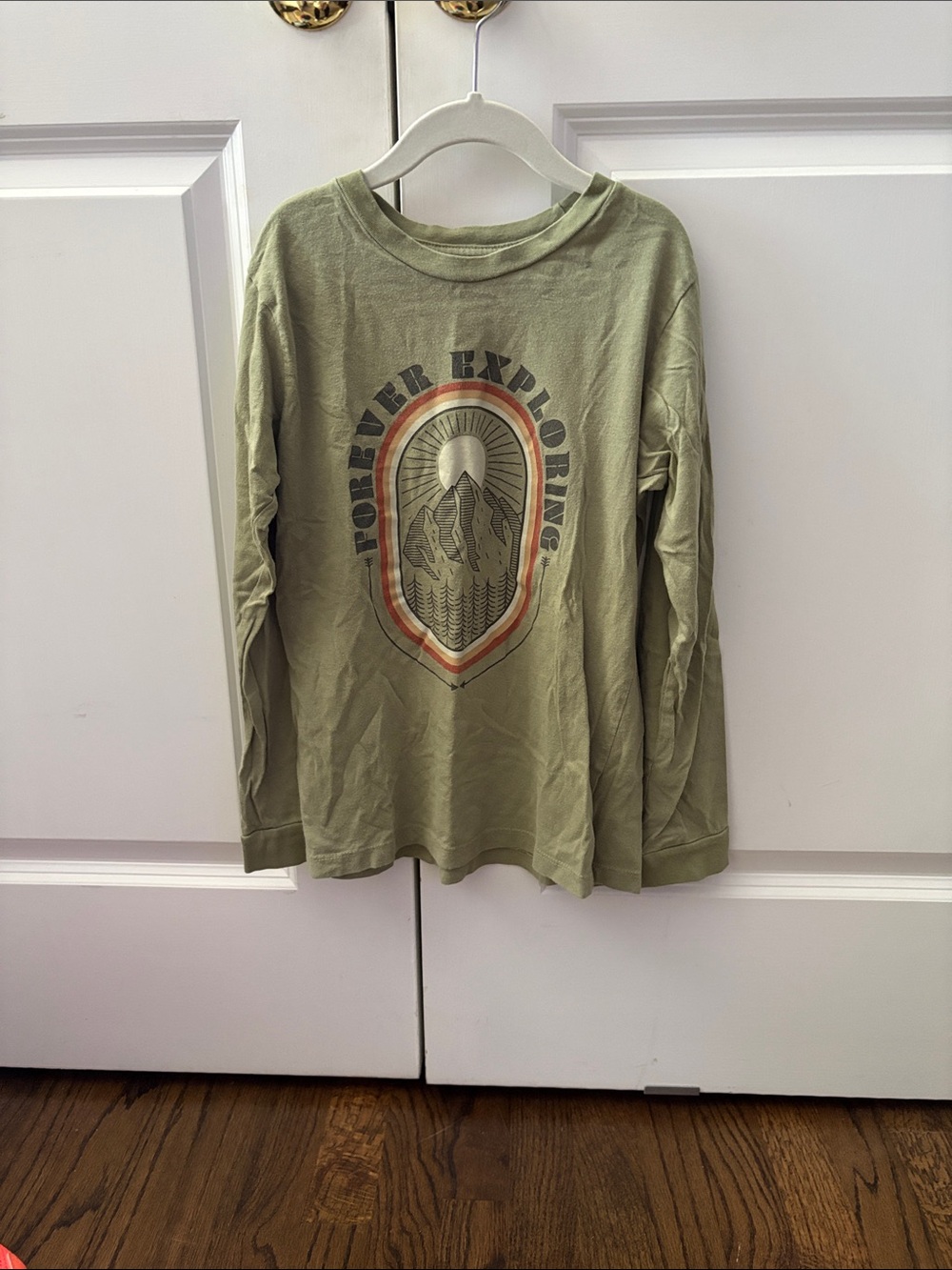 Kids' Long-Sleeve 'Forever Exploring' Graphic Tee - Olive Green